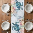 thumbnail image 6 of Coastal Turtle Table Runner - 108 Inch Long, Kitchen Dining Table Runner Dresser Scarves, Nautical Ocean Coral Jellyfish Seashells Farmhouse Decor for Coffee Tables Wedding Party Banquet, 6 of 8