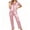 #-Pink, variant on CAZOFW Pajamas for Women,Satin Button up Short Sleeve Top Long Pant Lounge Sleepwear Set Sizes M-5X