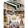 thumbnail image 5 of Green and Table Cloth 60x84 Inch Rectangle, Navy Blue Stripe Abstract Geometric Stripes Waterproof Tablecloth Washable Table Cover for Party Picnic Dinner Decor, 5 of 9