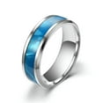 thumbnail image 5 of 6mm Black/Silver Stainless Steel Blue Band Men Women's Ring Size 6-12, 5 of 6