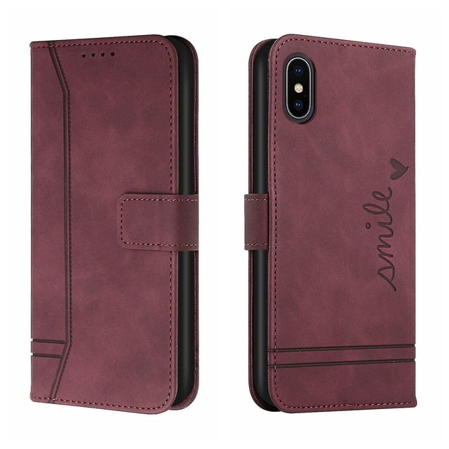 Funda con tapa estilo vintage para iPhone X/XS, ranura para múltiples tarjetas, protección total, estilo retro, material PU+TPU
