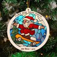 thumbnail image 3 of Skater Santa Claus Stained Glass Suncatcher Ornament – Text Christmas 2025 Tree Decoration Gift for Family, Friends, Man & Woman, 3 of 6