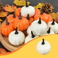 thumbnail image 7 of Artificial Mini Pumpkins, Foam Decorative Pumpkins, 12Pcs White Yellow Lifelike Halloween Thanksgiving Fall Home Table Decorations, Small Lightweight Plastic Pumpkin Props, 7 of 7