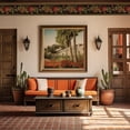 thumbnail image 5 of TRIMZ, Victorian Botanical Floral Chrysanthemum, Wallpaper Border, Pre-pasted, 15 ft L x 9 in W, Black, Burgundy, Green, 5 of 6