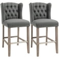 thumbnail image 1 of HOMCOM Bar Stools Set of 2, Upholstery Padded Chairs Wood Legs, 1 of 10
