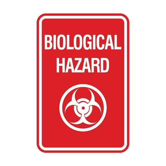 Portrait Round Biological Hazard Sign (Red) - Large
