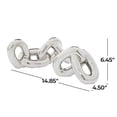 thumbnail image 5 of 15"W, 6"H Silver Porcelain Ceramic Chain Sculpture, by CosmoLiving by Cosmopolitan (2 Count), 5 of 10