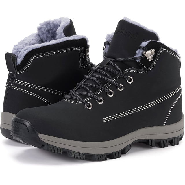 Botas de nieve WHITIN, zapatos de invierno para hombre, talla 8, negros, impermeables
