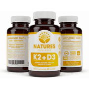 Vitamin K2 (mk7) with D3 Supplement for Best Absorption - 2-in-1 Support for Heart Health and Strong Bones | Vitamin D & K Complex | D3 5000 IU + K2 100 mcg | GMO & Gluten Free - 60 Capsules