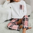 thumbnail image 4 of HNMKIU Women's Cozy Flannel Checkered Sleepwear Set Long Sleeve Pocketed Pajamas with Comfortable Pants for Autumn Winter Pink,XL, 4 of 6