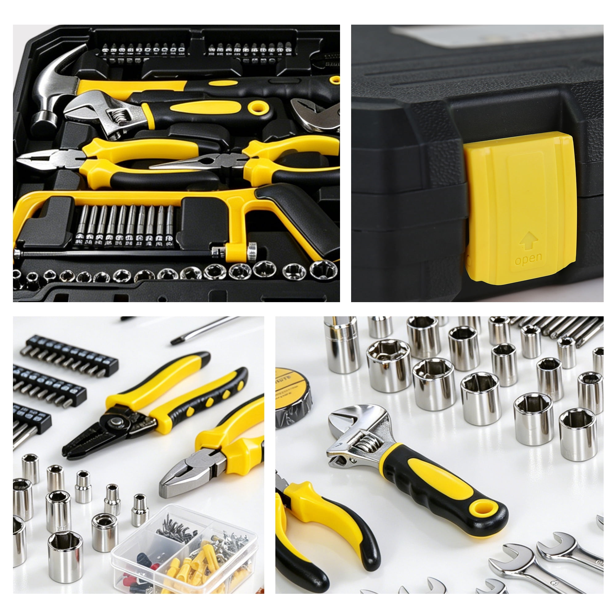 266-Piece Mechanics Tool Set with Durable Storage Case,eavy Duty Hand Tool Kit for Home Repair,Garage,Car,Truck,Yellow