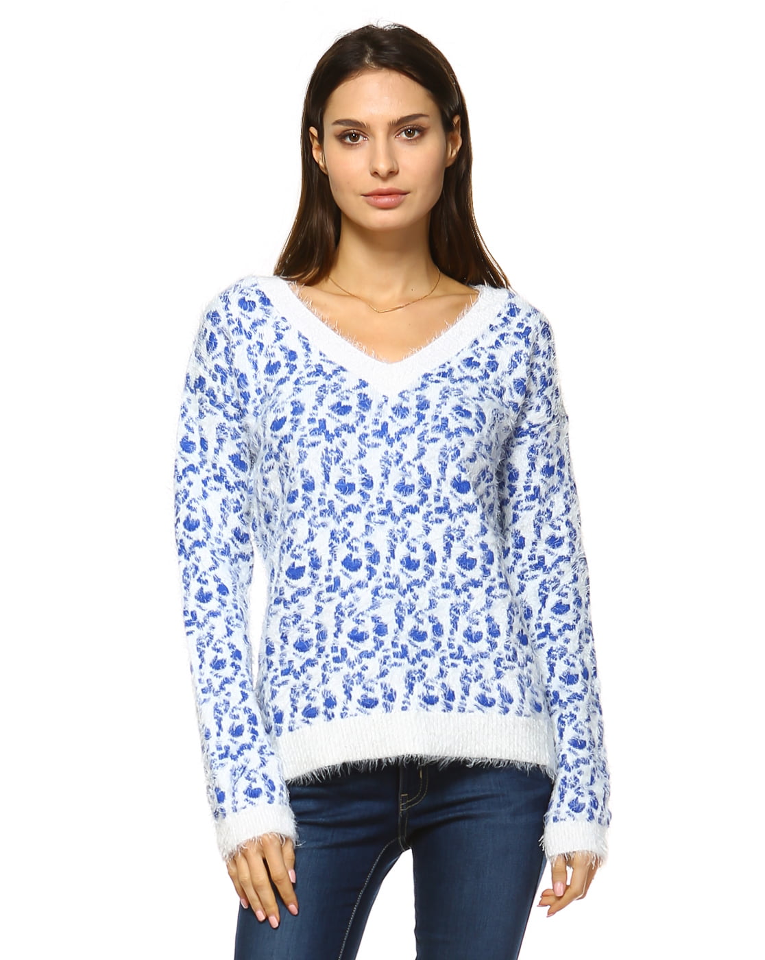 White Mark - White Mark Women's Leopard Sweater soft color tones in this leopard-print sweater