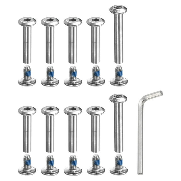 Uxcell Inline Skate Axle Screw Replacement Roller Wheel Repair Kit Accessories with Shaft Wrench, Silver 1 Set