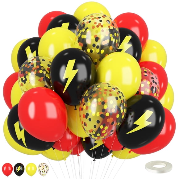 Globos FEYG Poke con estampado de relámpagos, 30 cm, rojo/amarillo/negro