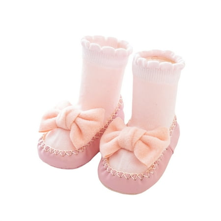 

Merqwadd Soft and Non-slip Socks Shoes with Cute Bow for Baby Girls