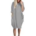 thumbnail image 1 of Qucoqpe - Vestidos de talla grande para mujer, informales, holgados, con bolsillos, manga 1/2, elásticos, tallas grandes, maxivestido largo, tallas S-5XL en liquidación, 1 of 5