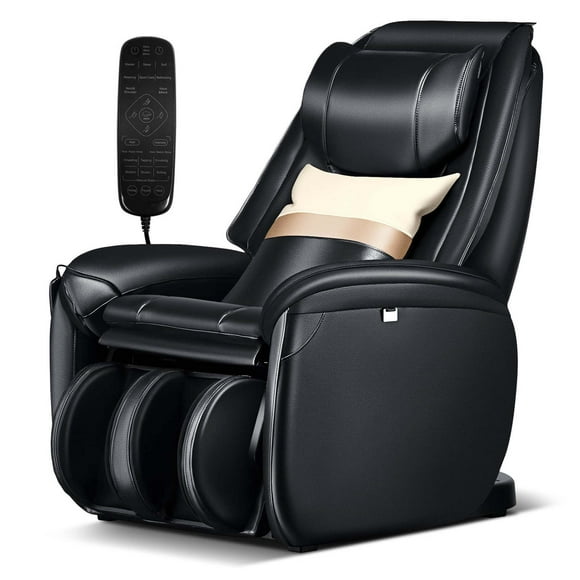 Full Body SL Track Zero Gravity Massage Chair with  Pillow Reversible Footrest Heat Black