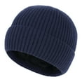 thumbnail image 2 of UTSJKR Fleece Lined Cuffed Beanie Hat for Men Women Classic Ribbed Knitted Winter Wool Beanies Cap Solid Warm Skullies Hats Navy, 2 of 4