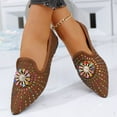 thumbnail image 5 of Dpityserensio Flats Shoes Women Dressy Comfortable Style Flat-Bottom Shallow Mouth Rhinestone Pointed ToeBottom Moccasins Flat Shoes, 5 of 9