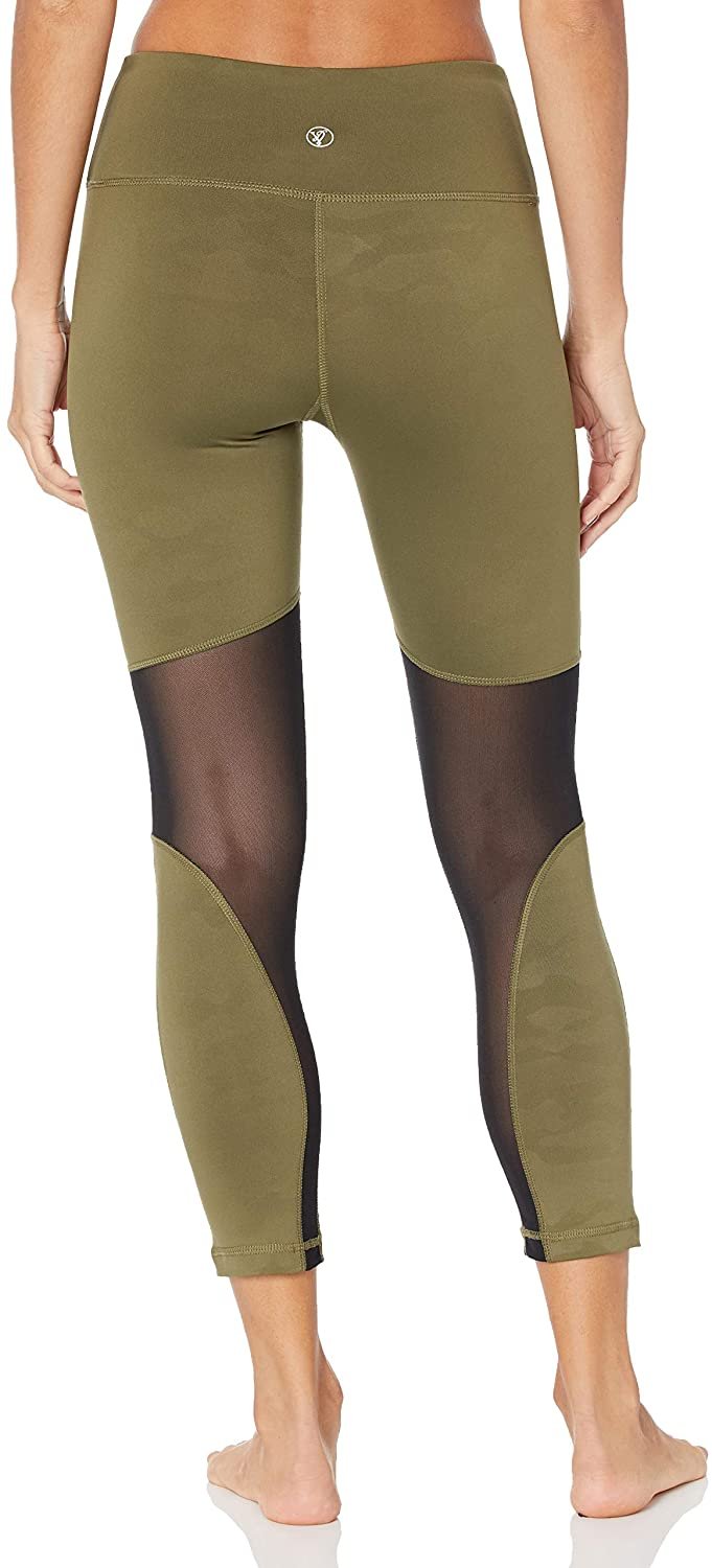 VIP JEANS Performance Leggings for Teen Girls high Waist Yoga Pants mesh Athleisure wear, Olive Camo, Small - image 2 of 2