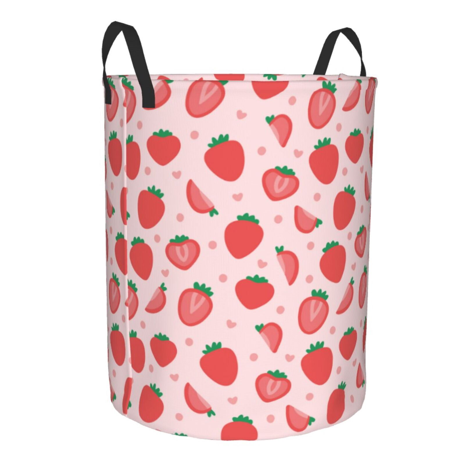 Xecao Strawberry Print Laundry Hamper Basket,designed for Blanket Storage and Nursery Clothes in the Bedroom