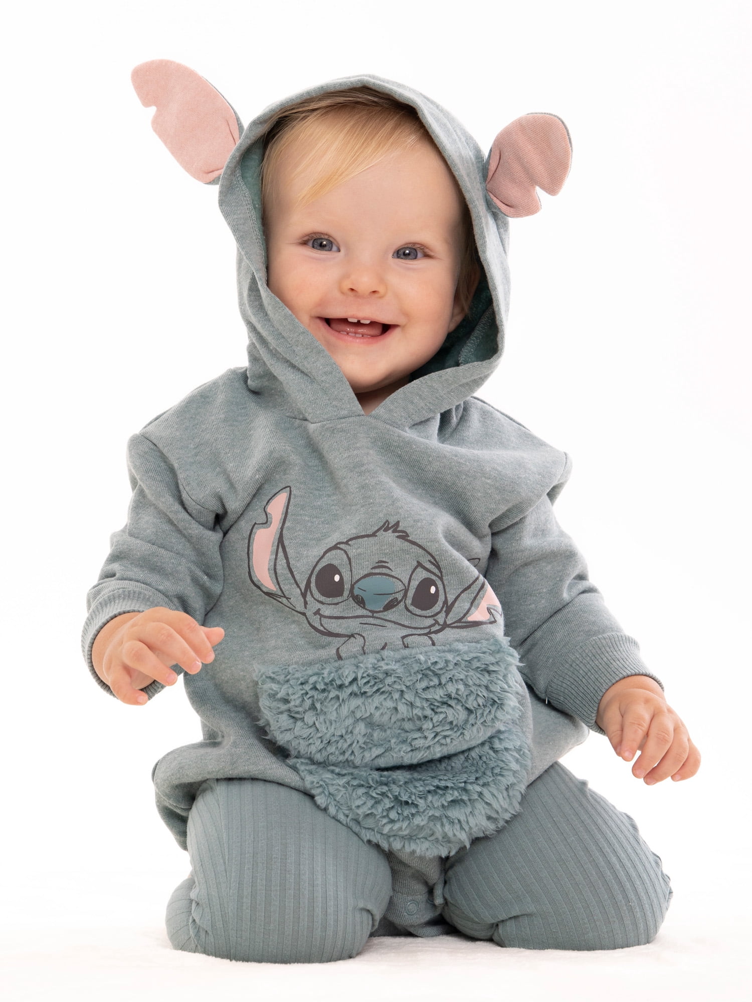 Disney Newborn Baby Boys Cosplay Stitch Hooded Bodysuit and Pants, 2-Piece Outfit Set, Sizes 0/3 Months - 24 Months