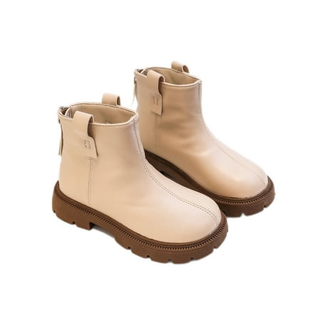 

Harsuny Kids School Lightweight Dress Boot Comfort Lace Up Ankle Boots Walking Winter Shoes Beige 3Y