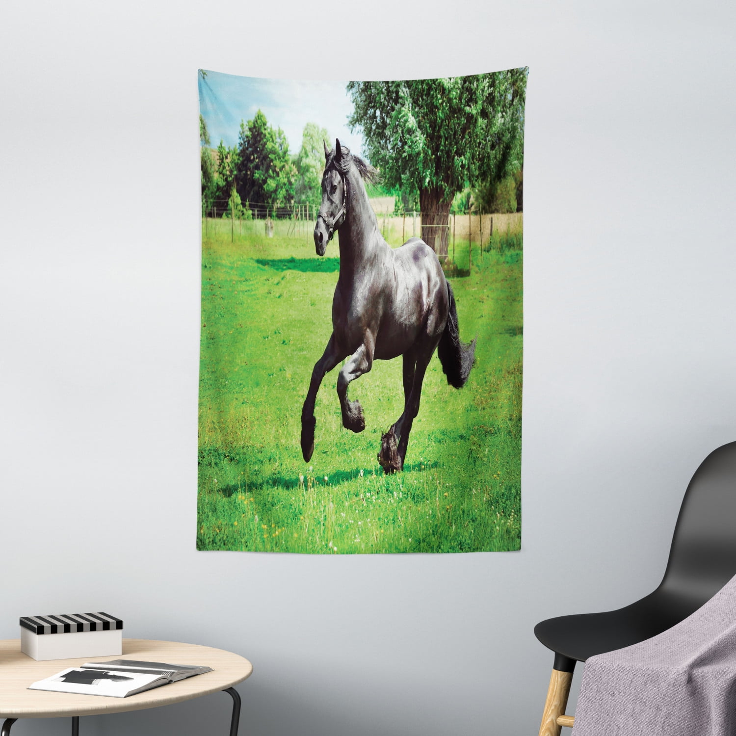Animal Decor Wall Hanging Tapestry, Firesian Male Horse Masculine