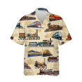 thumbnail image 5 of Camisas de mini tren para hombre, ropa hawaiana de verano, camiseta de manga corta, suelta, para vacaciones, playa, social, con solapa, estampado 3D, camisa vintage 2023, 5 of 5