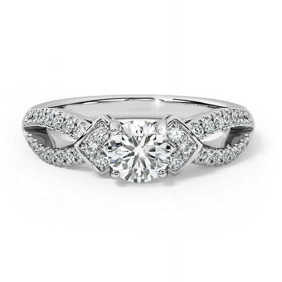 Kiva Jewelry 1.37 Ct Round Cut Moissanite Wedding Engagement Ring for Women - 14K White Gold Plated Engagement Ring - Prong Setting - Gorgeous Proposal Ring for Her - Gift for Anniversary