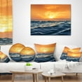 thumbnail image 3 of Designart Blue Waves Dancing at Yellow Sunset - Beach Photo Throw Pillow - 16x16, 3 of 4