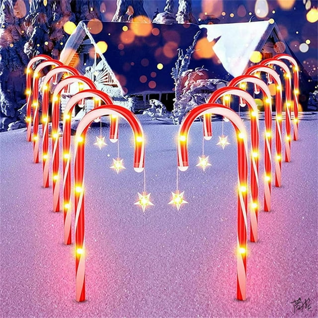 12 Pcs Lumières Solaires de Canne de Bonbon de Noël, Lumières Rouges de 14,96 Pouces, Piquet de Sentier Amélioré pour l'Extérieur, 8 Modes Lumières 1,2 V/600 Ma, Marqueurs d'Allée Extérieurs avec Piquets pour Décorations de Jardin, Patio et Noël
