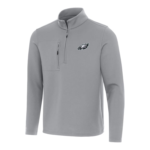 Men's Antigua Gray Philadelphia Eagles Insider Quarter-Zip Pullover Top