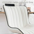 thumbnail image 7 of YOUNIKE Cute Armless Office Desk Chair Modern Upholstered Faux Leather Swivel Task Chair, White, 7 of 7