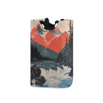 Yayeee Freestanding Laundry Hamper with Handle Collapsible Large Storage Basket for Clothes, Mountains at Dawn