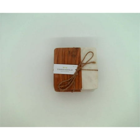 Marble & Wood Coasters Set of 4White/Brown - Threshold