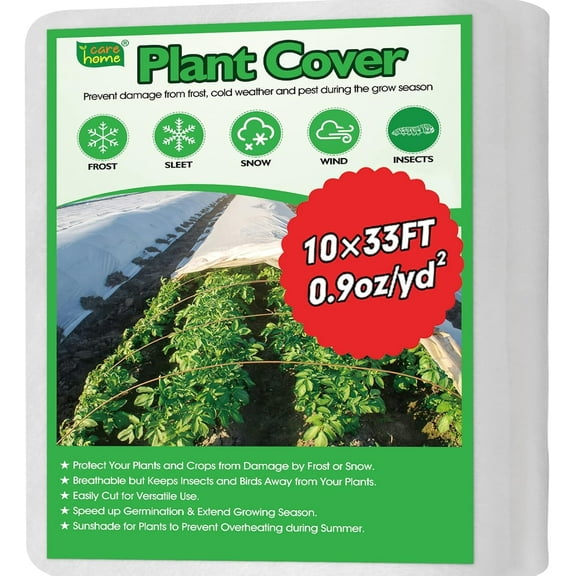 Plant Covers Freeze Protection, 10 x 33FT Frost Cloth Floating Row Covers, 0.9oz/yd² Frost Blankets for Outdoor Plants and Sun/Pest Protection for Garden Plants