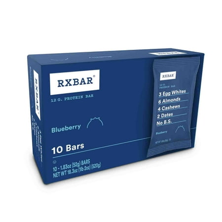RXBAR Blueberry Protein Bars, Real Food Protein Snacks, 10 Ct