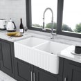 thumbnail image 4 of Undermount Kitchen Sink, White Farmhouse Sink - 33 x 18 x 10 Inch Kitchen Sink Apron Front Double Bowl 50/50 White Porcelain Ceramic Kitchen Farm Sink, White Stainless Steel Kitchen Sink, 4 of 9