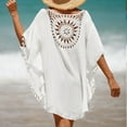 thumbnail image 5 of ZHOGXU Womens Swimsuit Cover Up Solid Color Patchwork Hollow Out Tassel Comfortable Stylish Swimwear For Beach Pool,White,One Size, 5 of 7