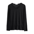 thumbnail image 6 of Women's Long Sleeve V Neck Soft Cotton T Shirt Top Casual Comfy Trendy Sleep Pajama Blouse, 6 of 6