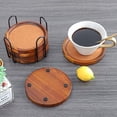 thumbnail image 5 of WLWNWFT Acacia 6-Piece Absorbent Cork Wood Coasters, 5 of 9