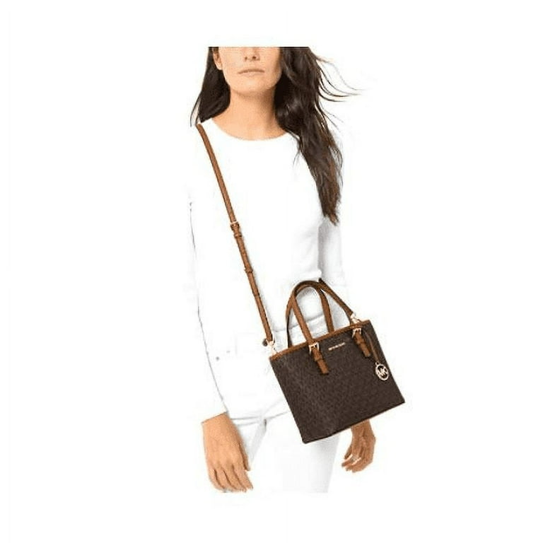 Michael Kors Compact Jet Set Travel Small Purse Handbag Top Zip Convertible Carryall Brown Walmart