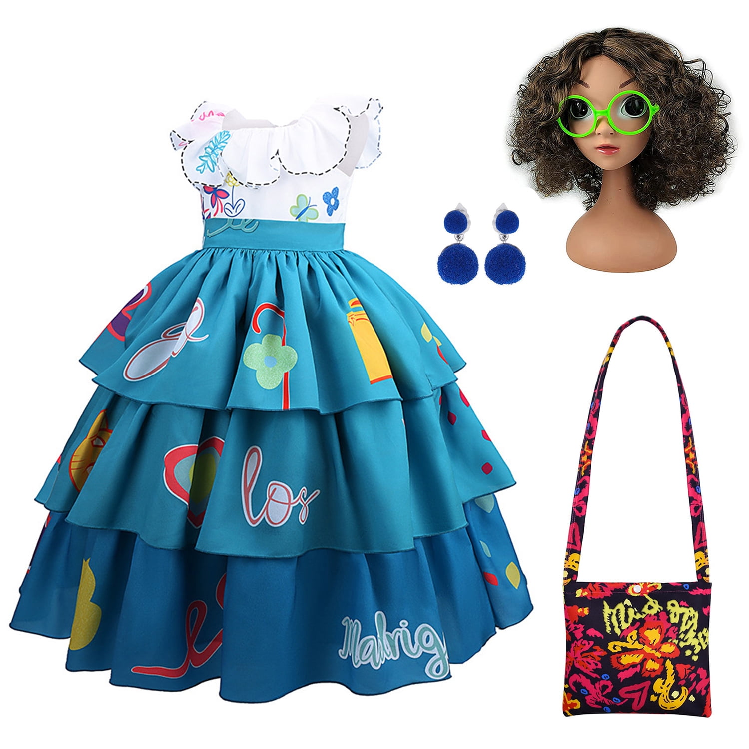 Kamo Mirabel Costume Encanto Dress for Girls Madrigal Cosplay Outfits