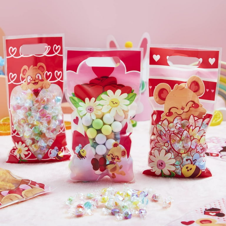 Sycfun 48 Pcs Valentine's Class Plastic Goody Cello Party Bags - Main Image