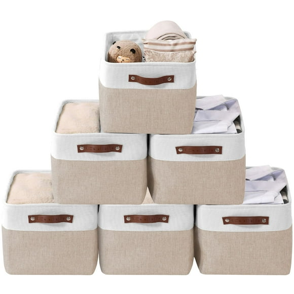 DECOMOMO 6-Packs Foldable Sturdy Storage Bin W/Handles| Great For Organizing Shelf Nursery Home Closet & Office