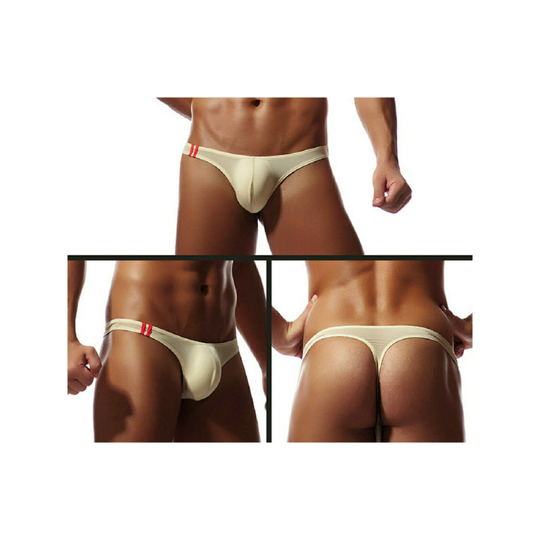 Men's Breathable Underwear Bikini Low Rise Soft Cozy Skin-Friendly Stretch  Thong Underwear G-String T-Back Under 