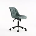 thumbnail image 6 of YOUNIKE Desk chair, Armless Swivel Office Chair, Faux Leather Task Chairs, Upholstered Computer Chair, Home Chair with Wheels, Bedroom, Dorm, Living Room, Grayish Green, 6 of 15