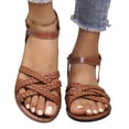 thumbnail image 5 of LTTVQM Flat Sandals for Women Platform Slip on Open-Toe Adjustable Strap Boho Beach Orthopedic Sandals Arch Support Lounge Walking Shoes Light Brown 42(US-9), 5 of 5