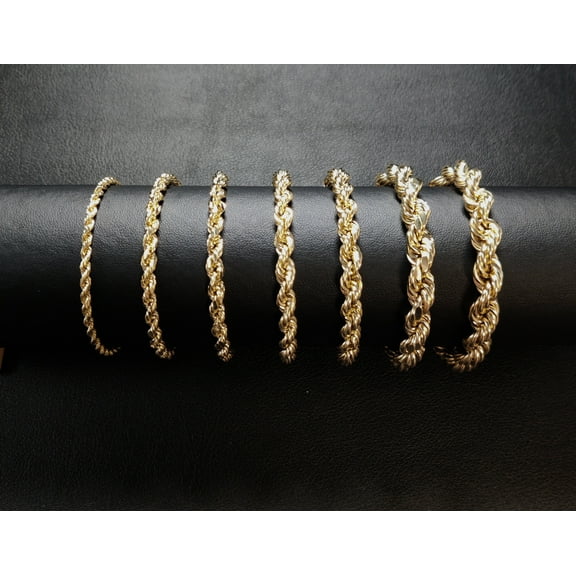 14K Gold Rope Chain Gold Rope Chain  Bracelet 3mm, 4mm, 6mm, 8mm 14K Gold Rope Chain, 14K Gold Chain,  Men, Women (Bracelet width:3; Bracelet length:7;)